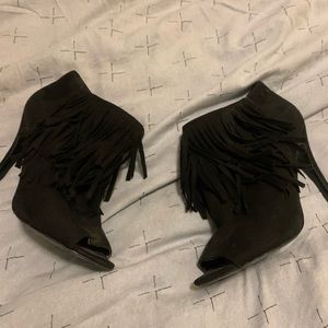 Suede fringe booties